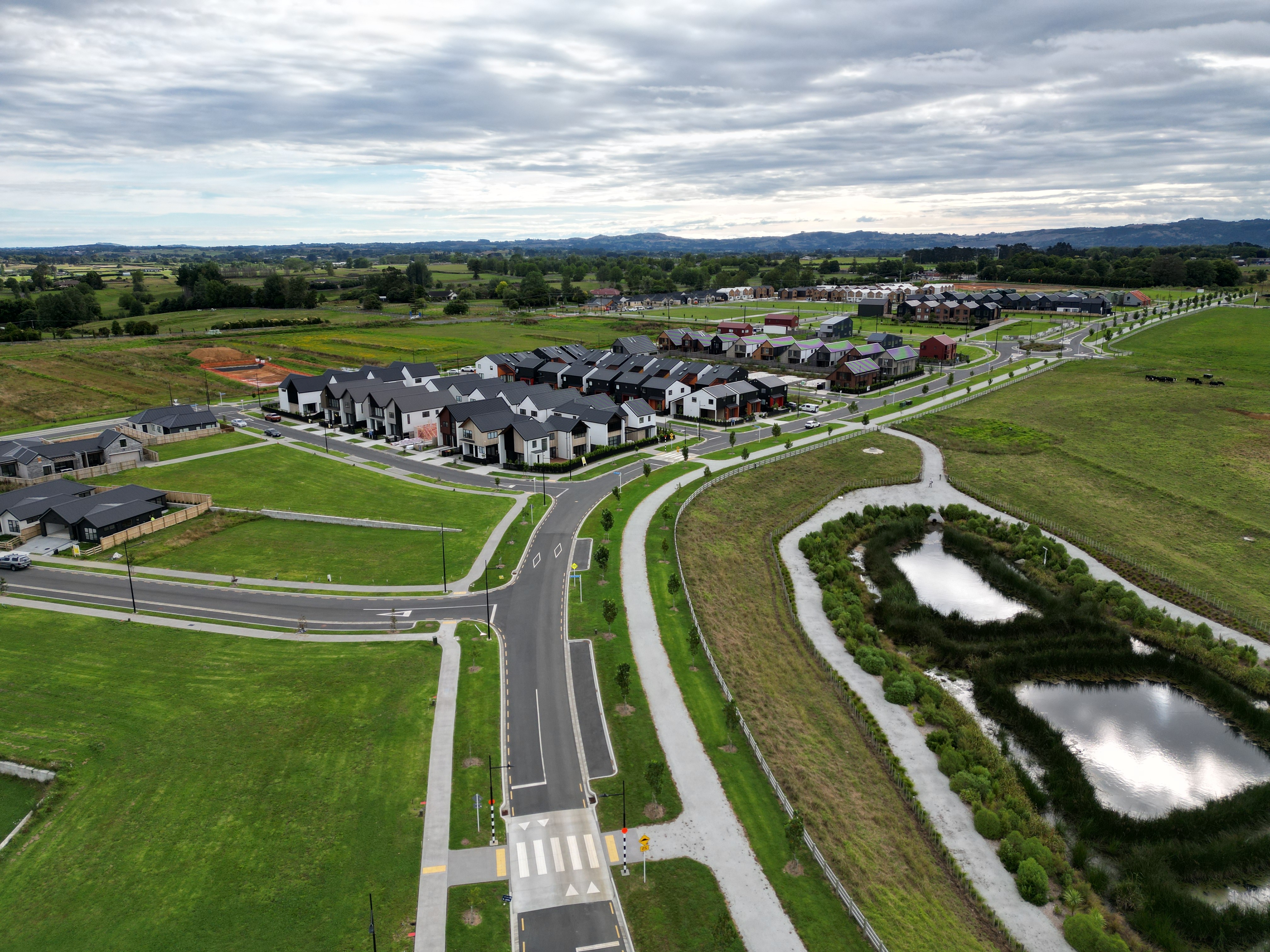 Aerial view of a large civil earthworks and land development site in Auckland
